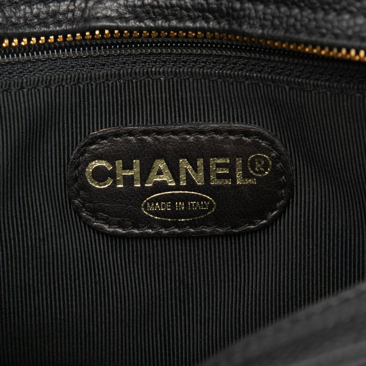 Chanel Caviar Logo Chain Shoulder Bag