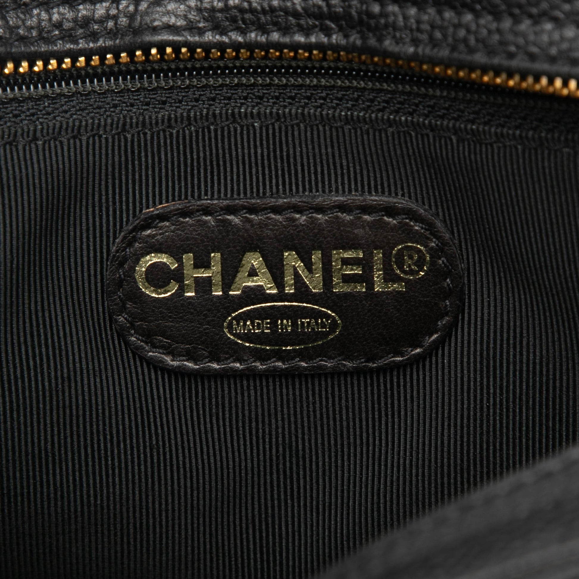 Chanel Caviar Logo Chain Shoulder Bag