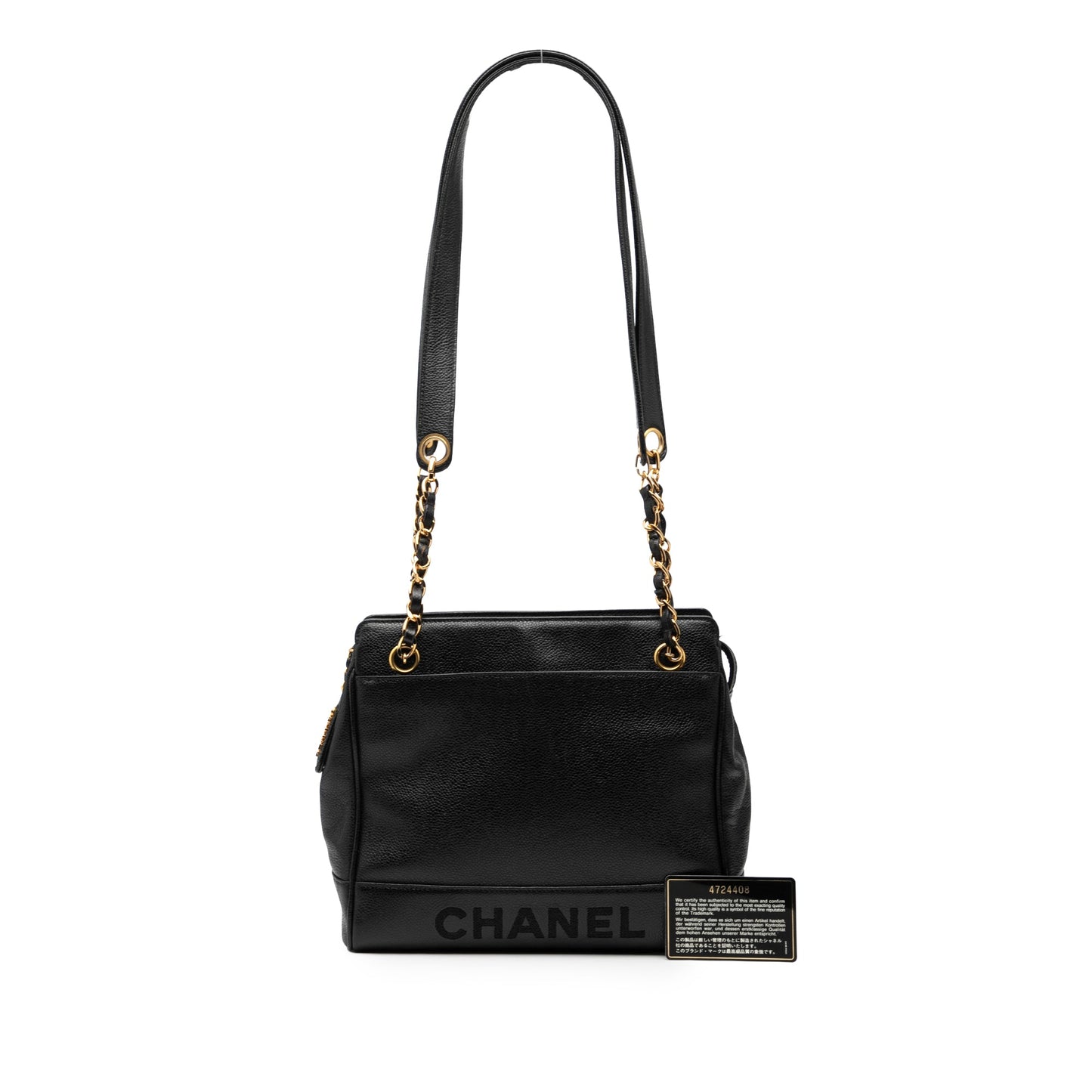 Chanel Caviar Logo Chain Shoulder Bag