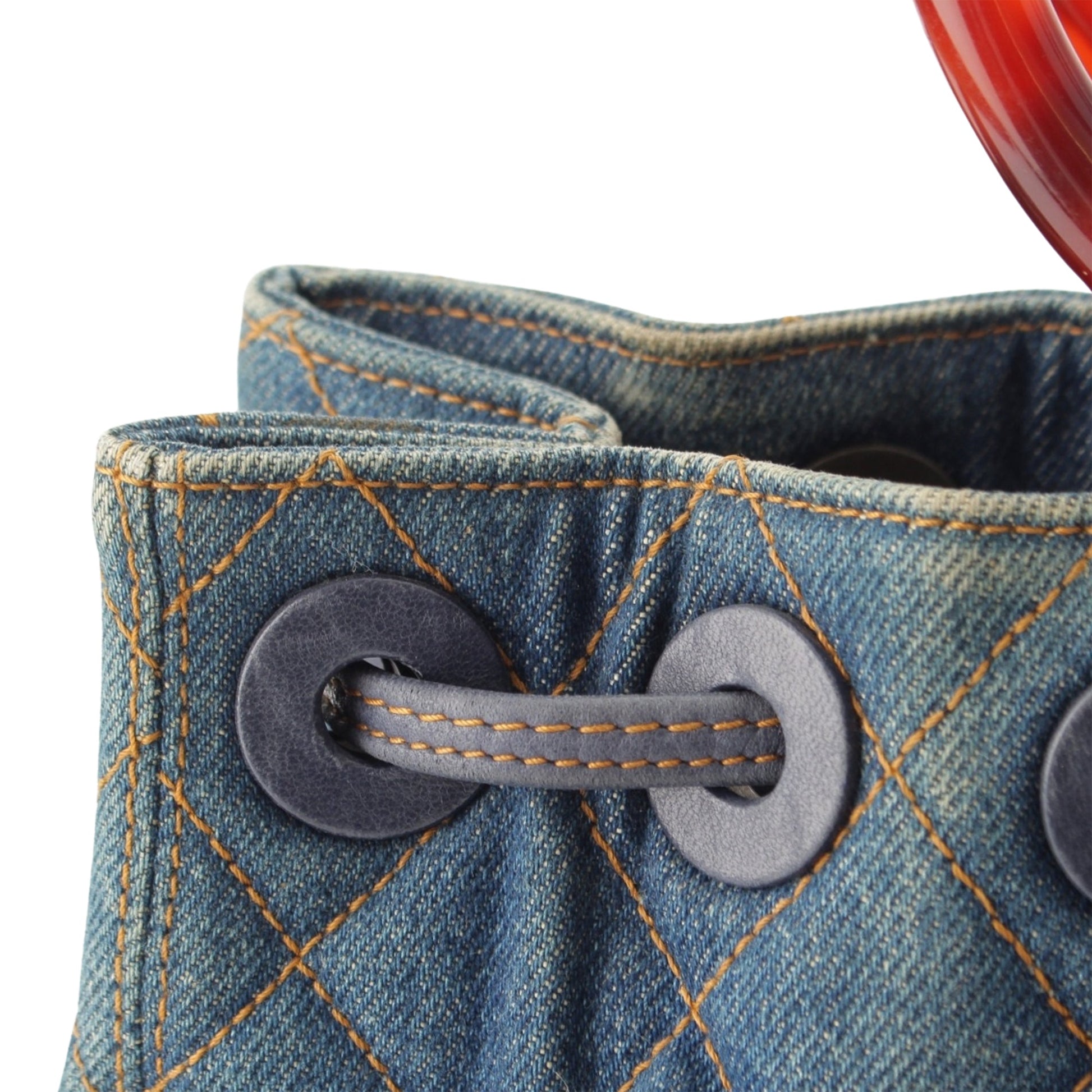 Chanel CC Quilted Denim Resin Ring Handle Bucket Bag
