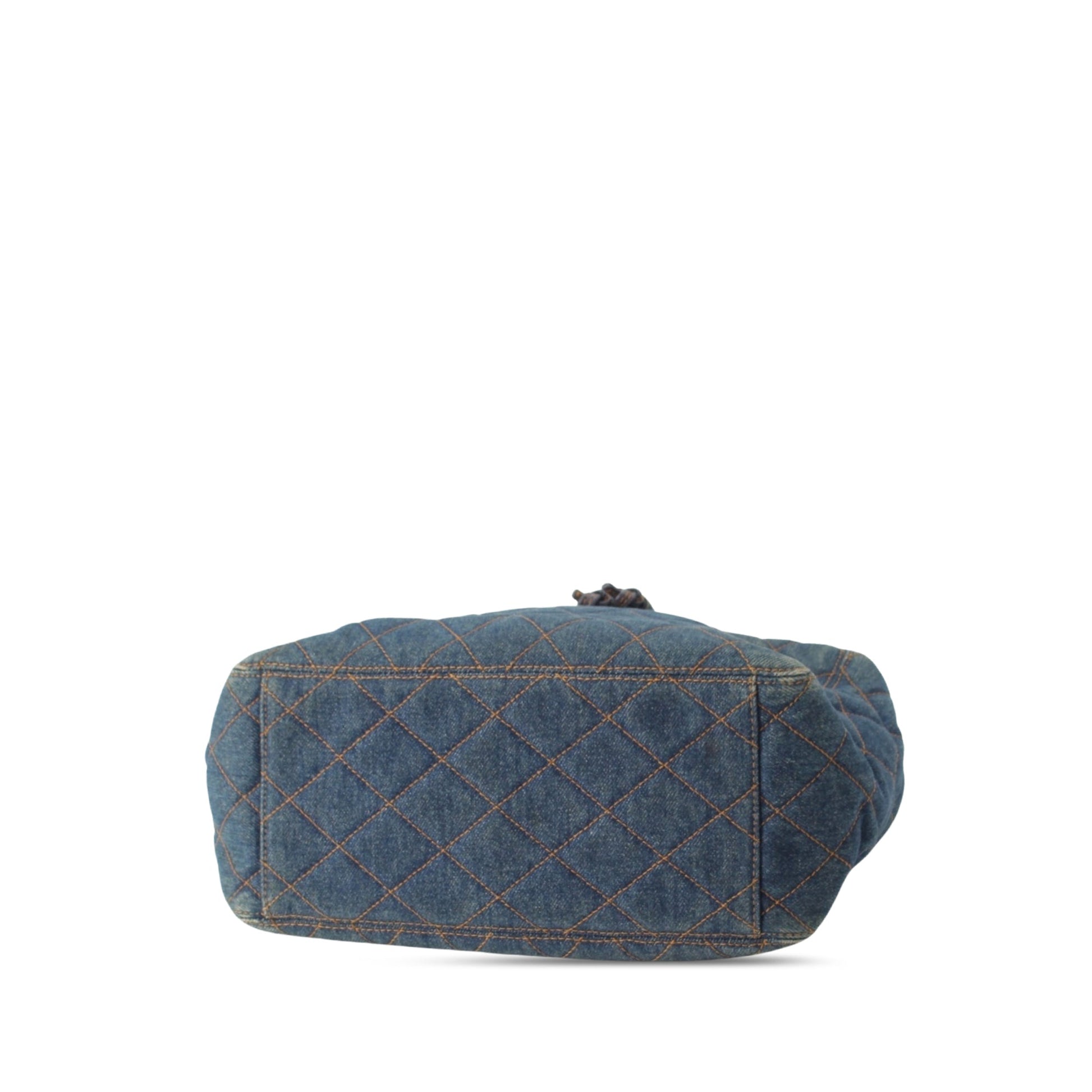 Chanel CC Quilted Denim Resin Ring Handle Bucket Bag