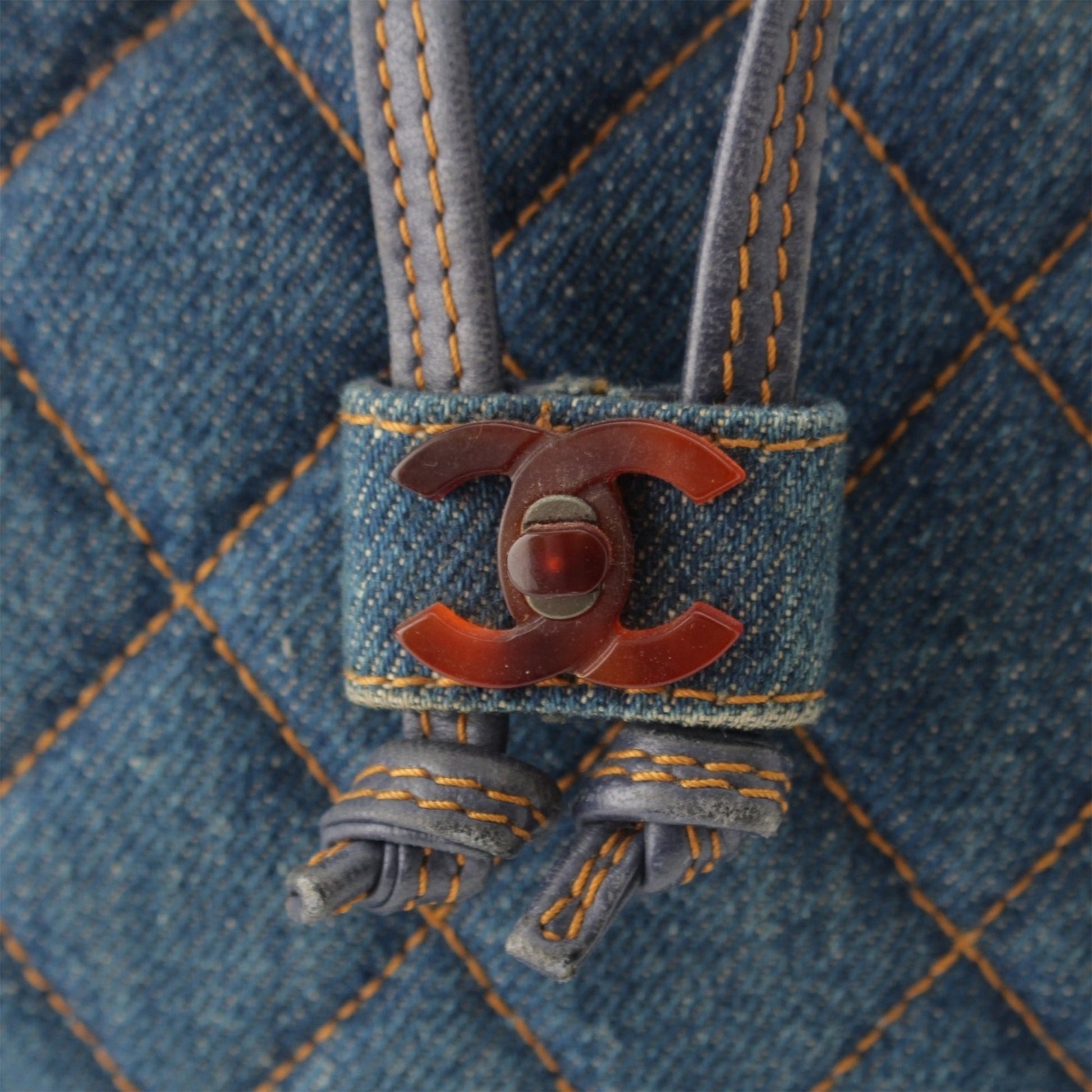 Chanel CC Quilted Denim Resin Ring Handle Bucket Bag