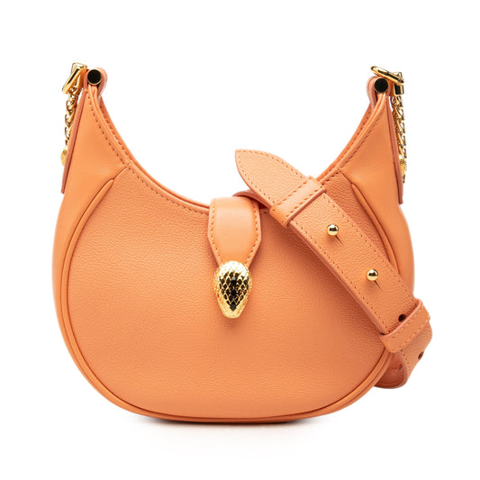 Bvlgari Small Leather Serpenti Ellipse Satchel — Orange