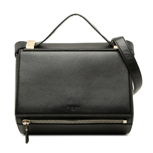 Givenchy Medium Grained Calfskin Pandora Box Crossbody — Black