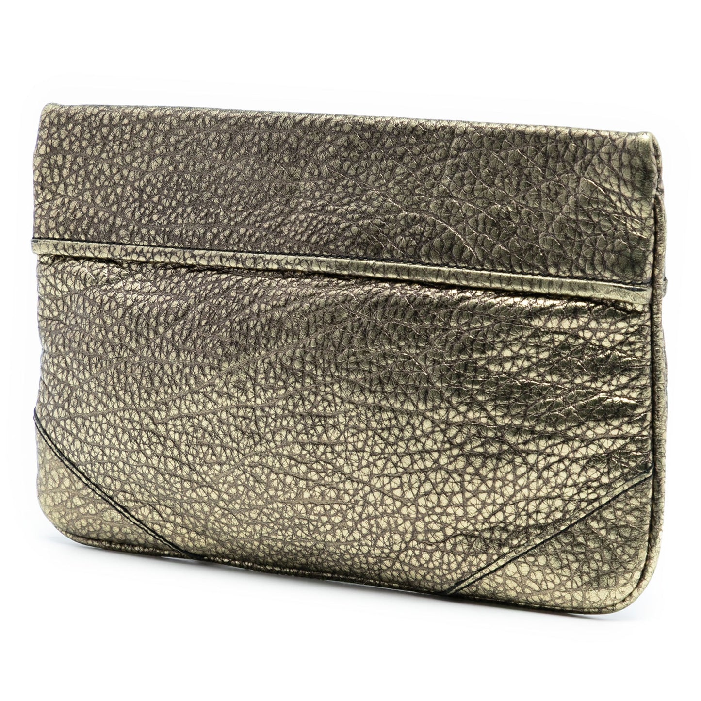 Burberry Metallic Grained Leather Wristlet Clutch