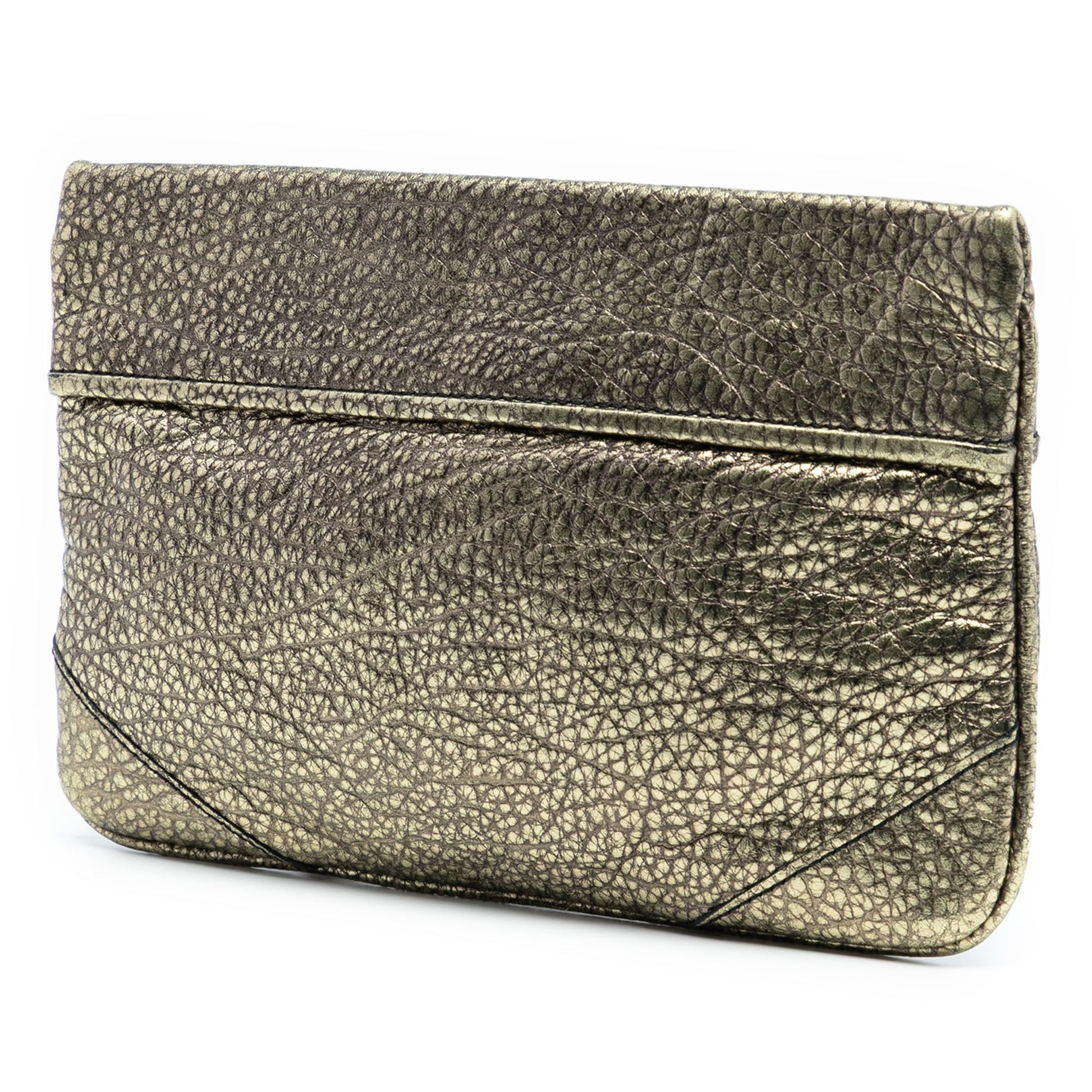 Burberry Metallic Grained Leather Wristlet Clutch