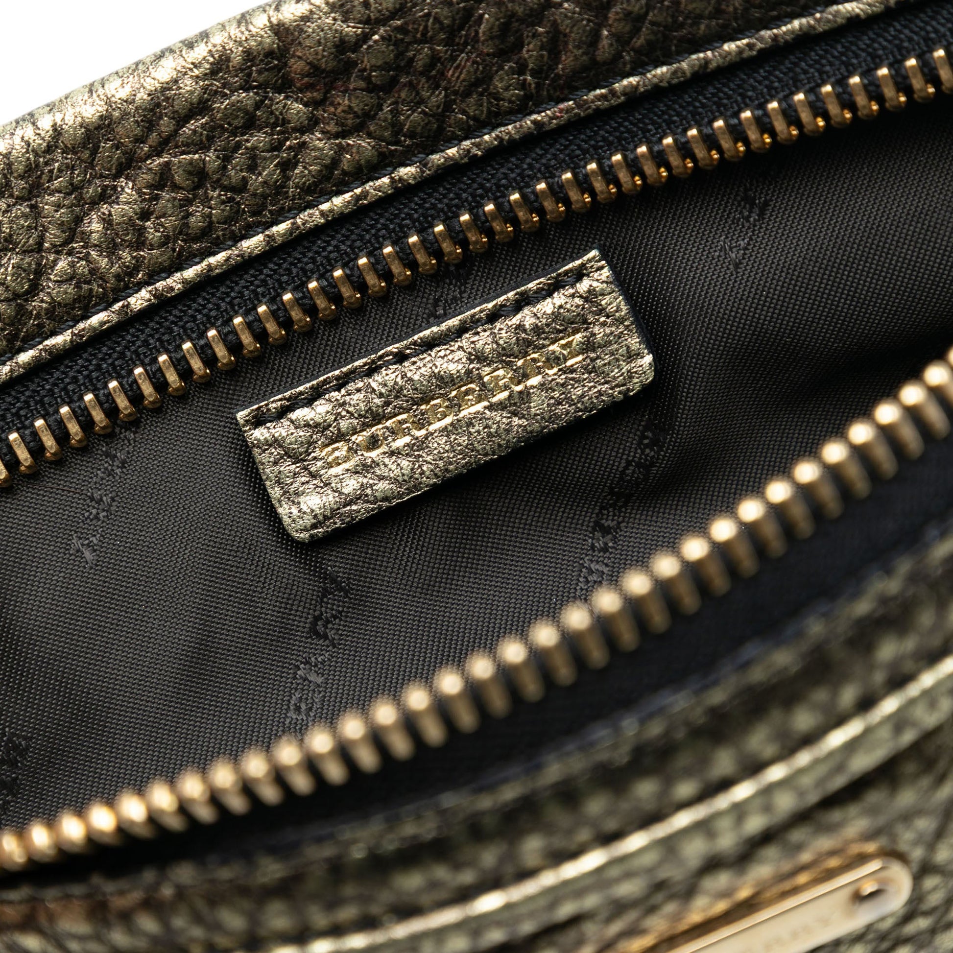 Burberry Metallic Grained Leather Wristlet Clutch