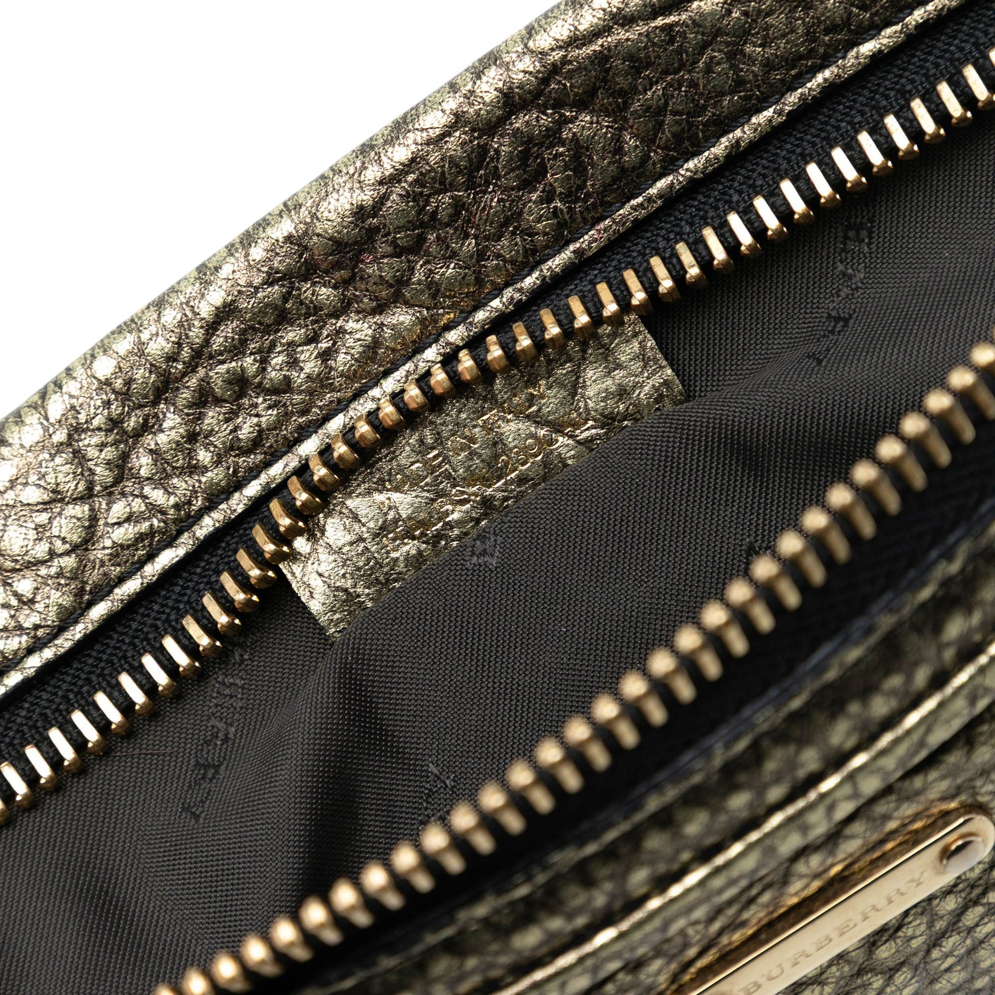 Burberry Metallic Grained Leather Wristlet Clutch