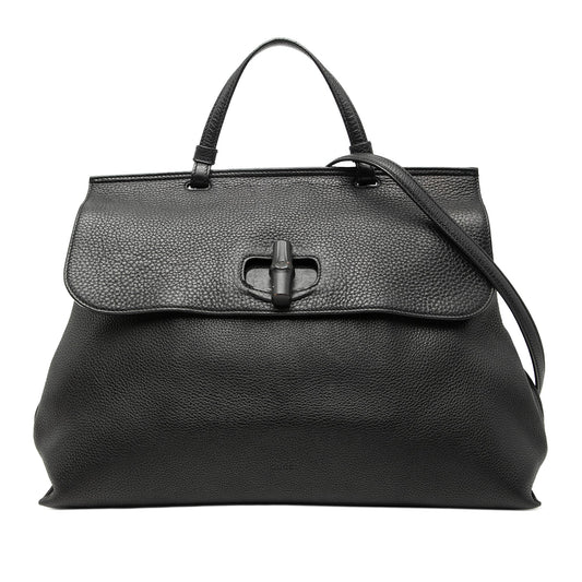 Large Leather Bamboo Daily Satchel