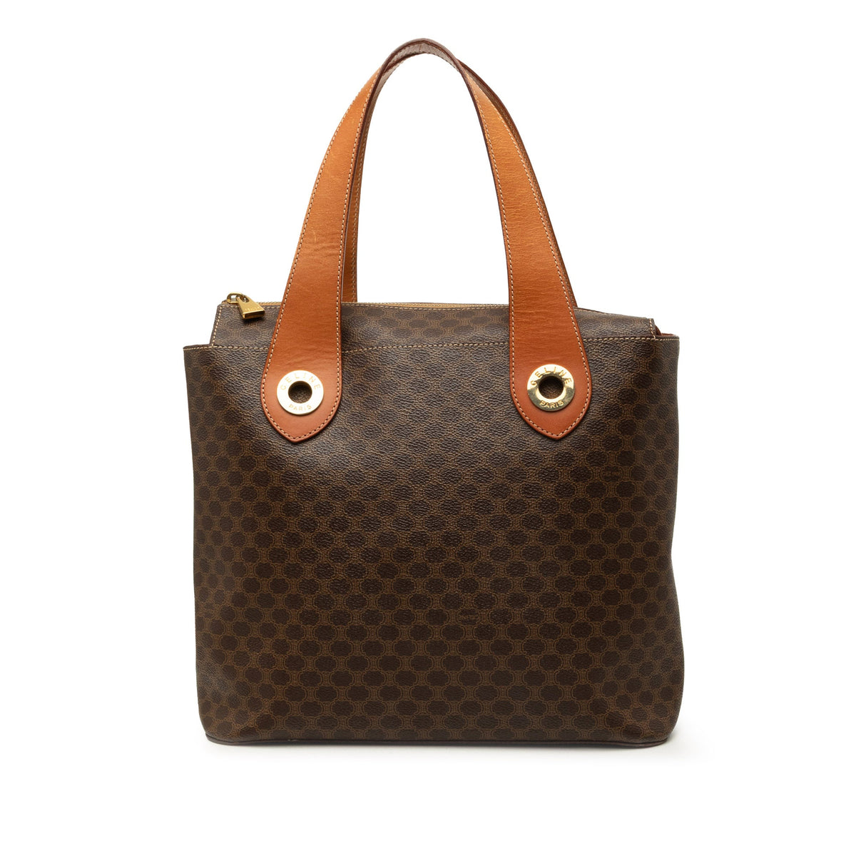 Celine Macadam Coated Canvas Handbag — Brown