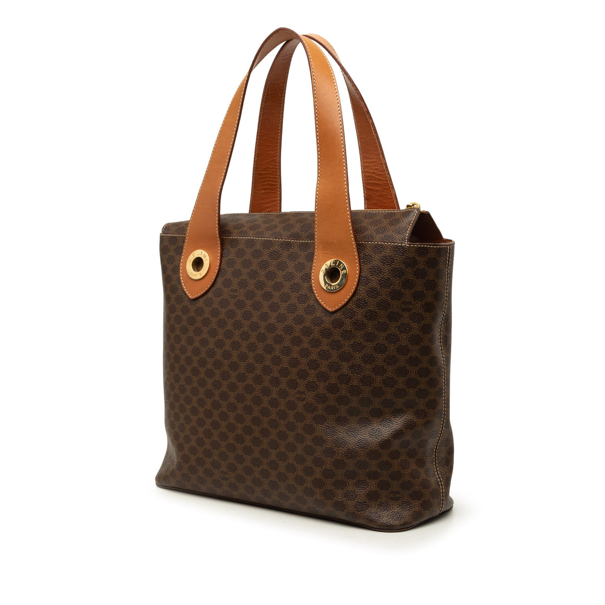 Celine Macadam Coated Canvas Handbag — Brown