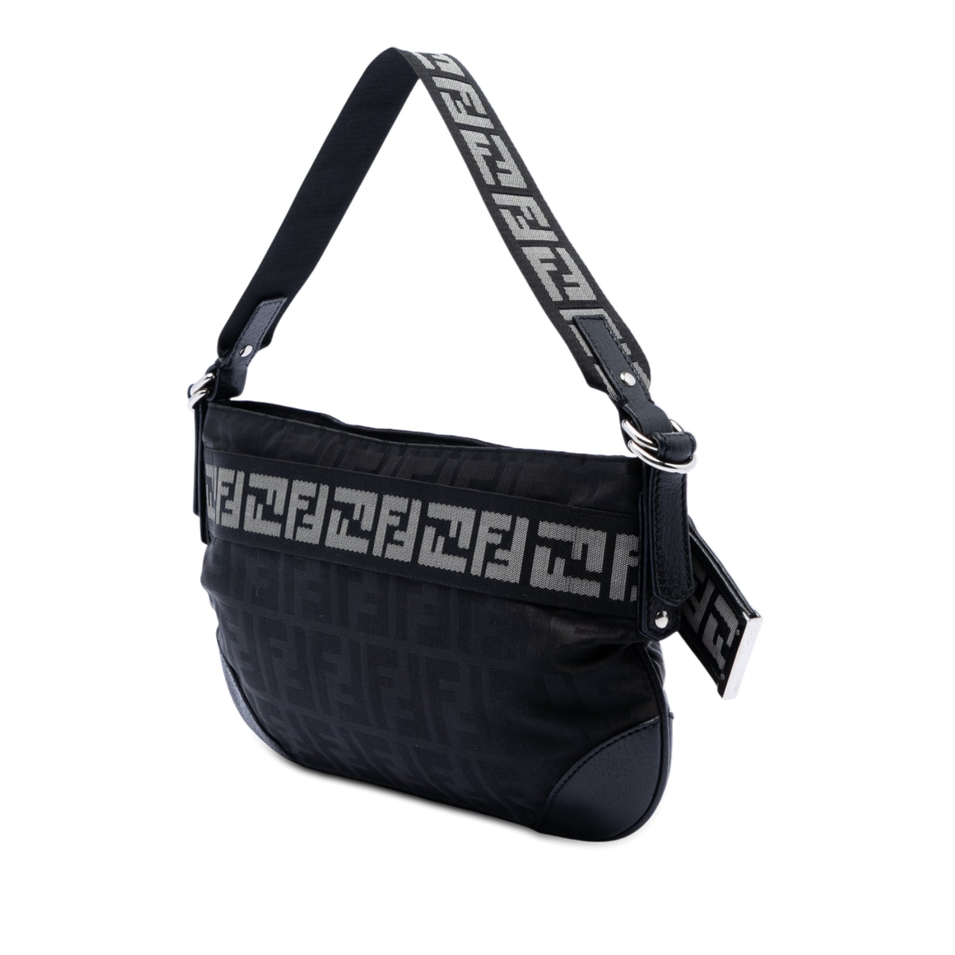 Fendi Zucca Nylon Zip Code Shoulder Bag