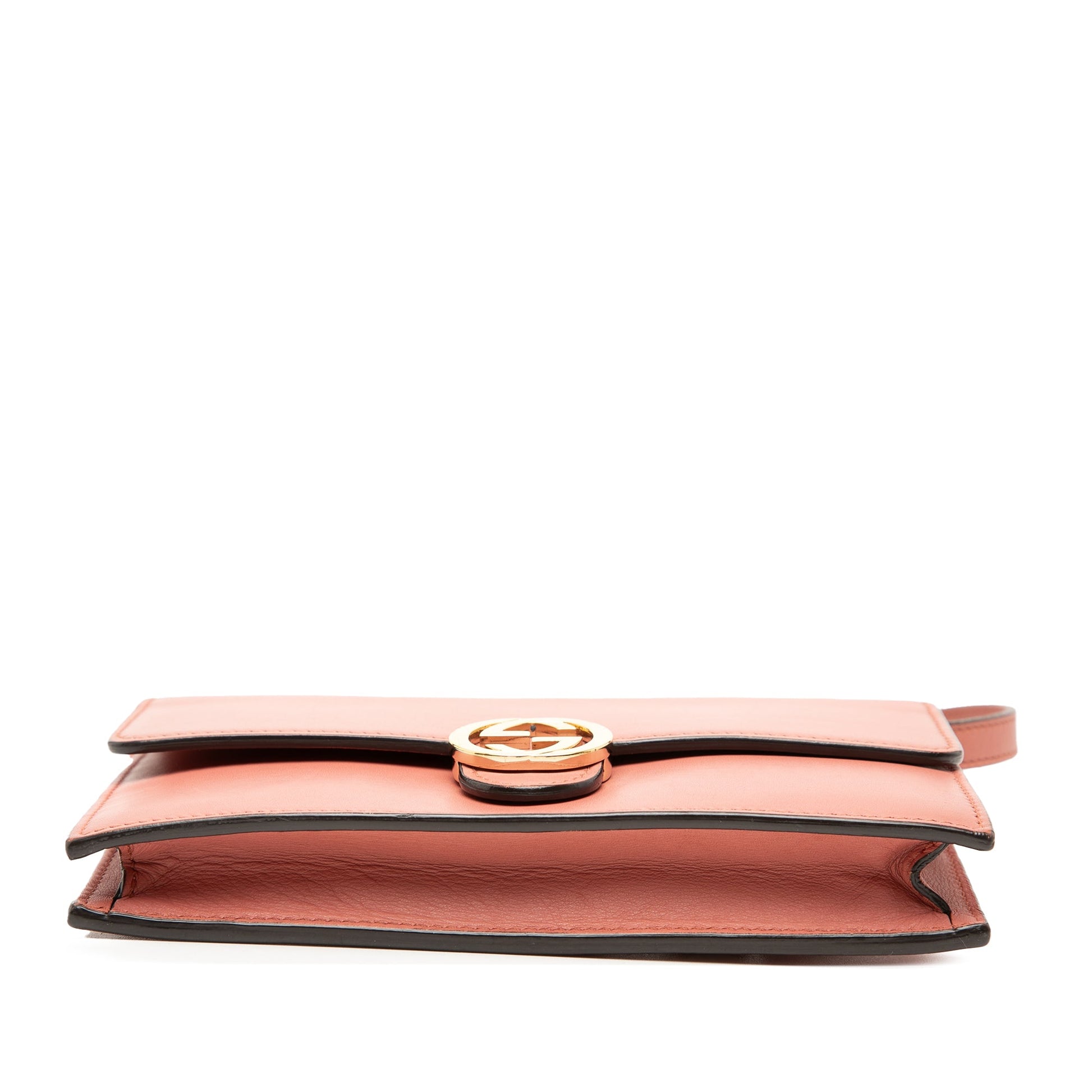 Leather Interlocking G Dollar Wallet On Strap