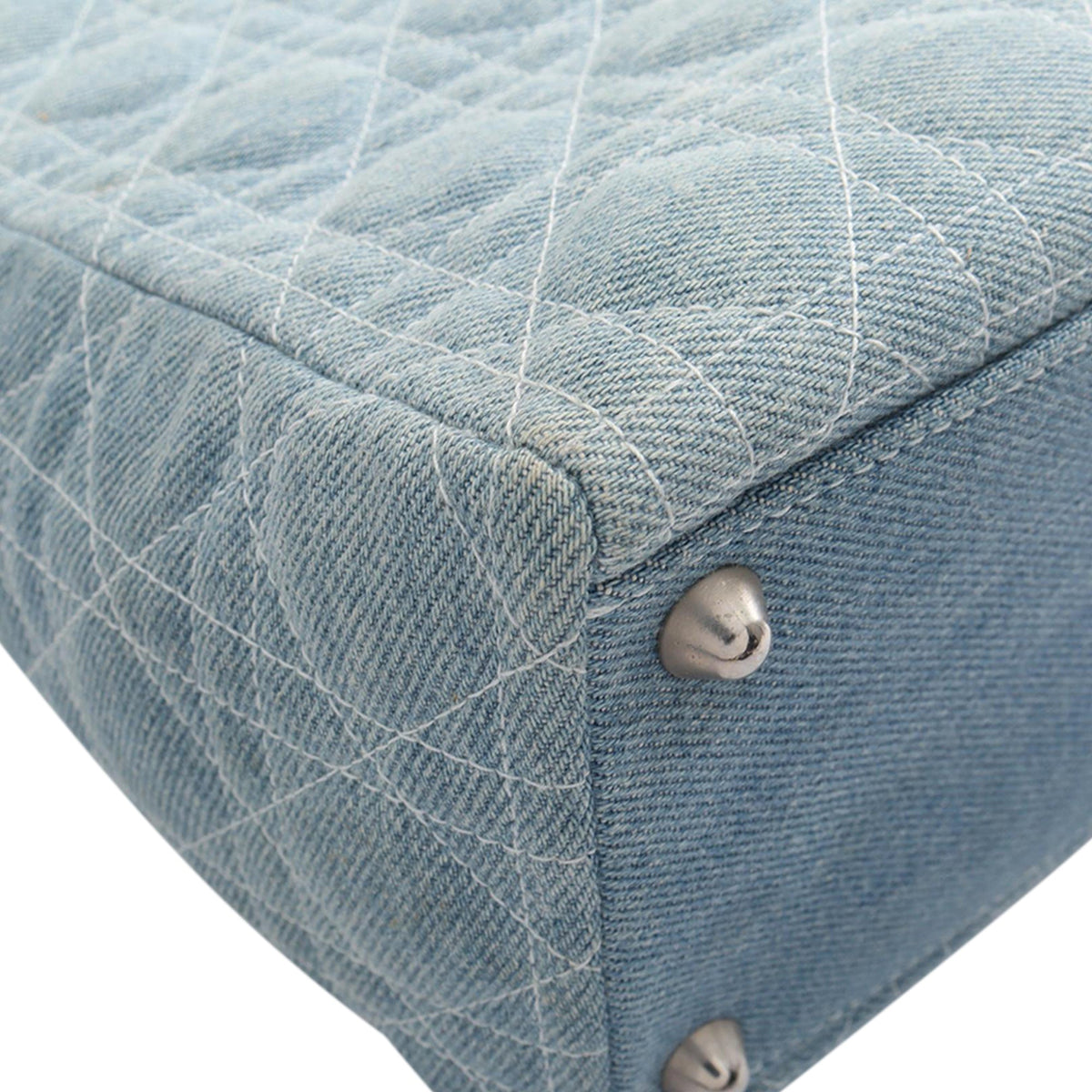 Dior Large Denim Cannage Acrylic Handles Lady Dior