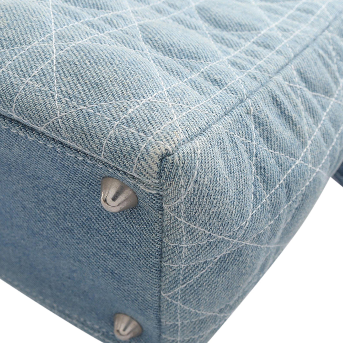 Dior Large Denim Cannage Acrylic Handles Lady Dior