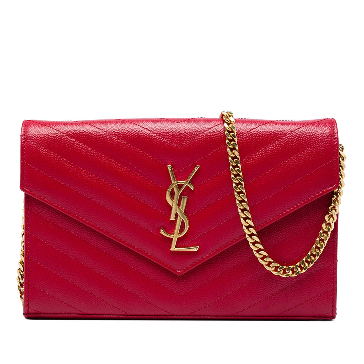 Saint Laurent Grain De Poudre Cassandre Envelope Chain Wallet