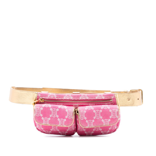 Celine Macadam Denim Double Pocket Belt Bag