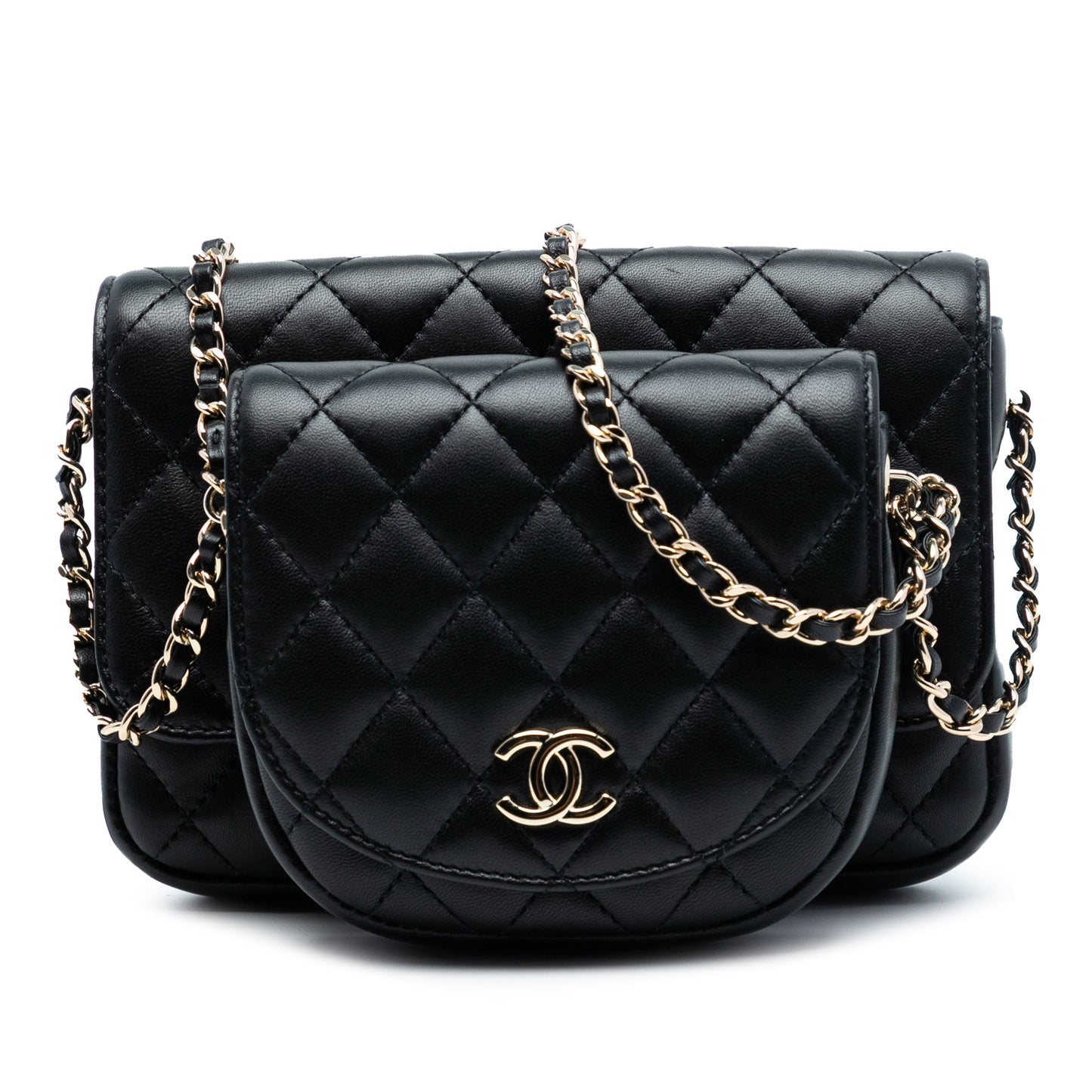 Chanel CC Quilted Lambskin Side Packs Flap