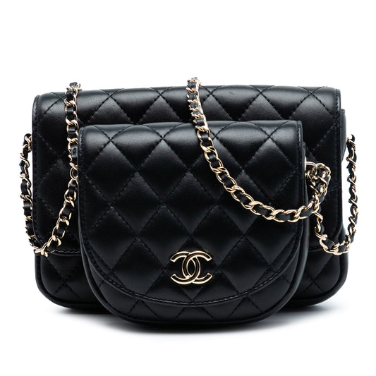 Chanel CC Quilted Lambskin Side Packs Flap