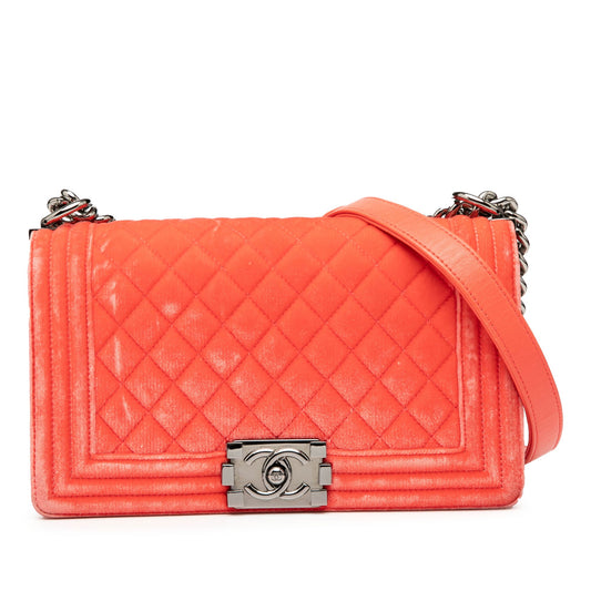 Chanel Old Medium Quilted Velvet Boy Flap