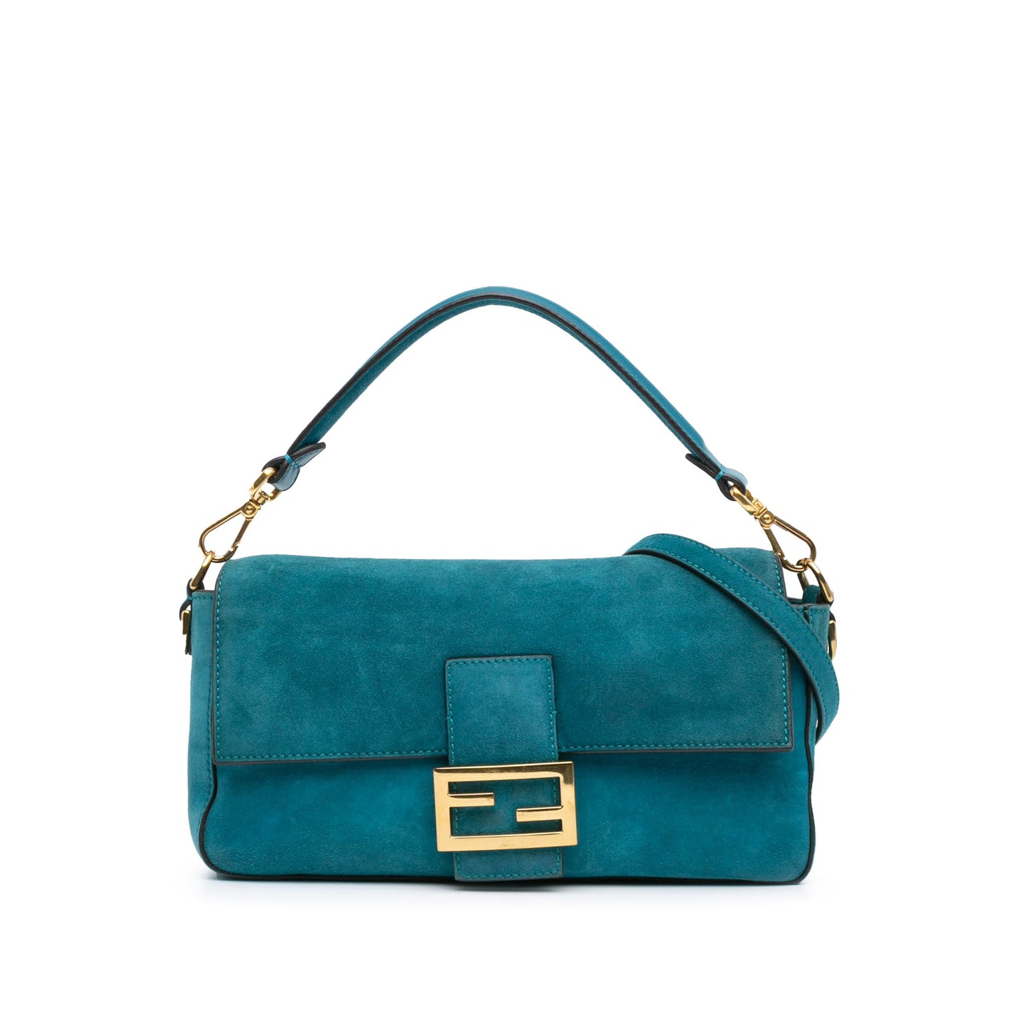 Medium Suede Baguette Satchel