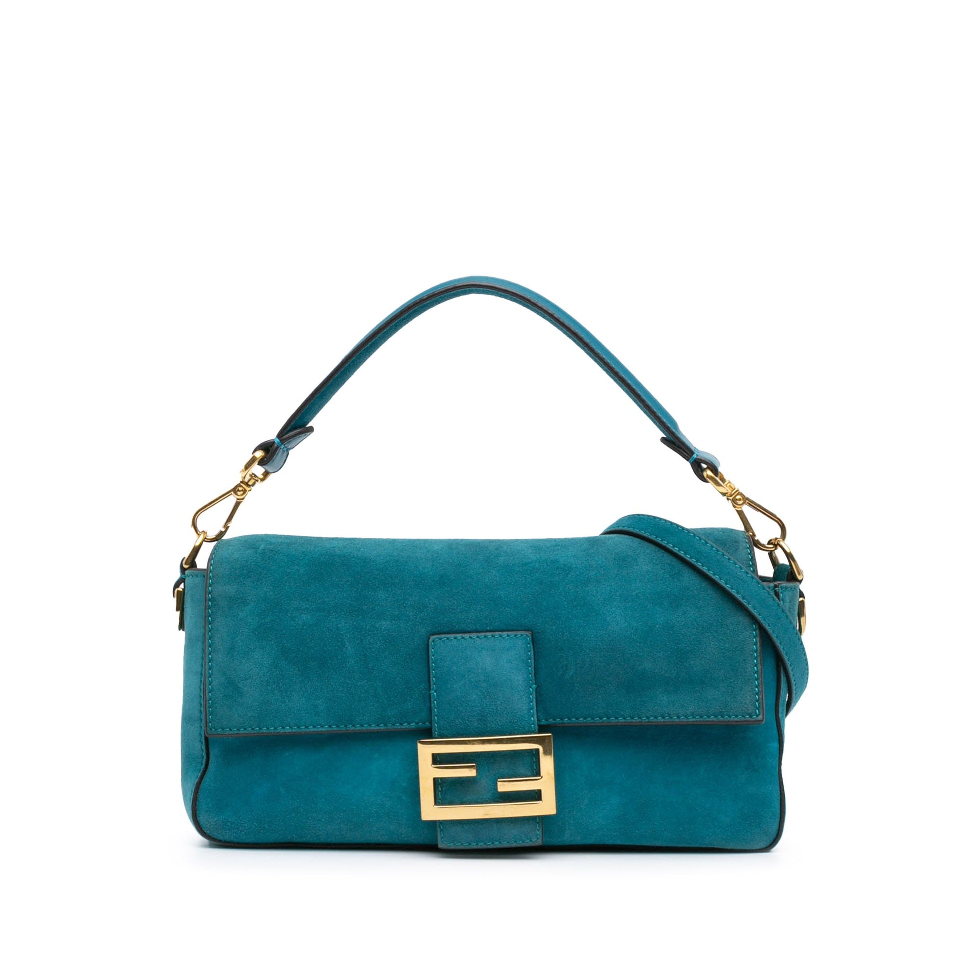 Medium Suede Baguette Satchel