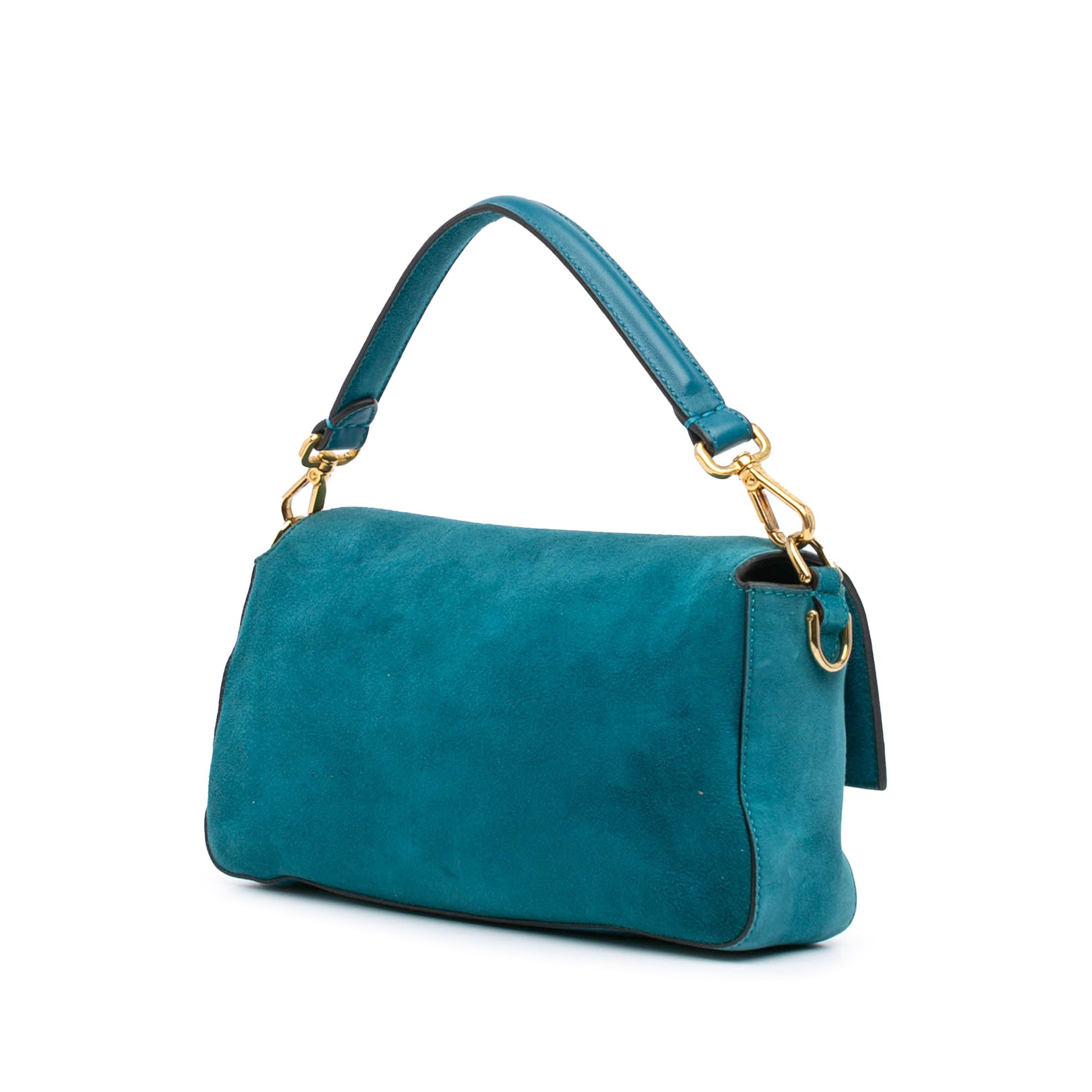 Medium Suede Baguette Satchel