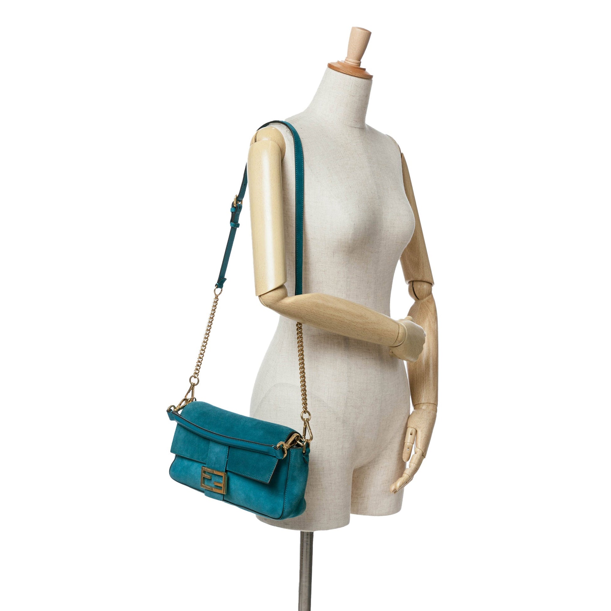 Medium Suede Baguette Satchel