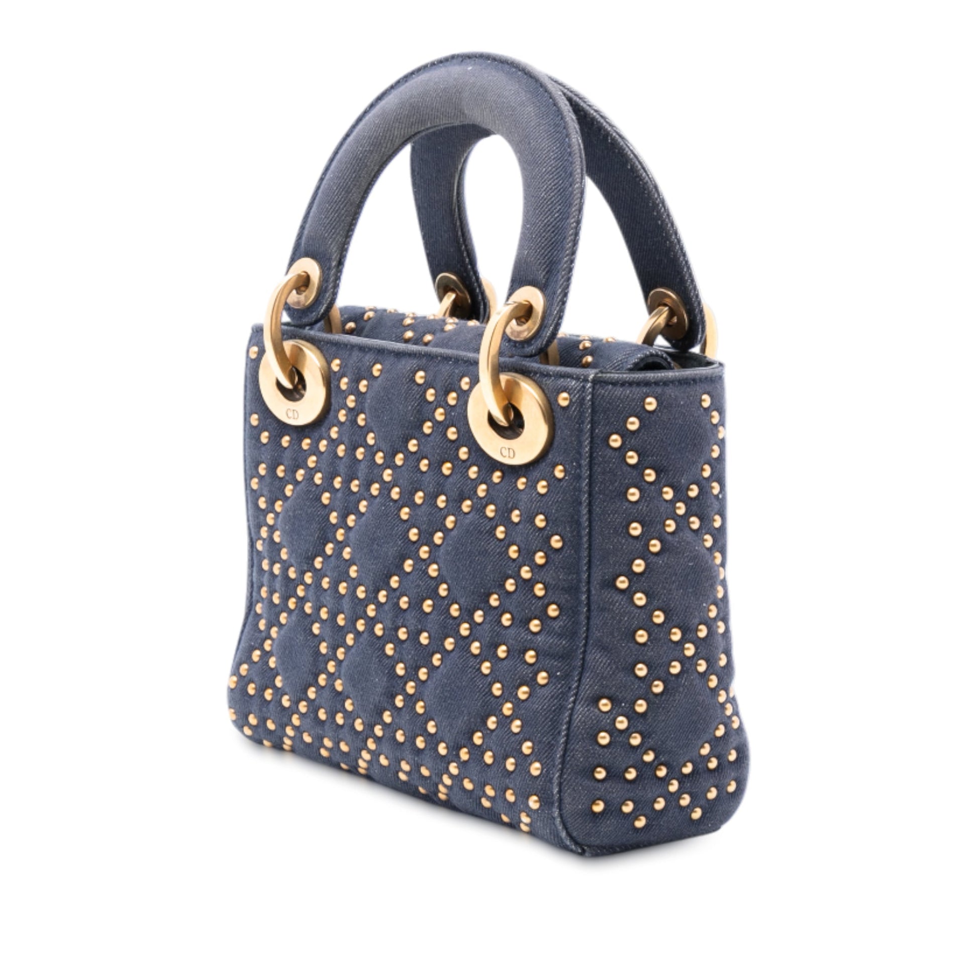 Dior Mini Denim Cannage Studded Supple Lady Dior