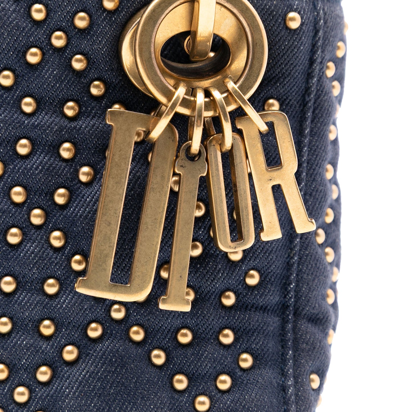 Dior Mini Denim Cannage Studded Supple Lady Dior