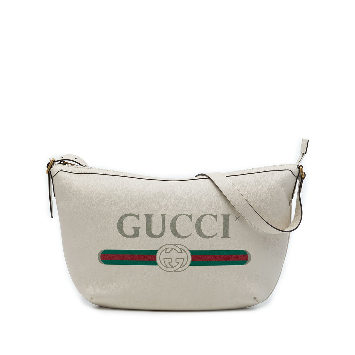 Gucci Grained Calfskin Logo Half Moon Crossbody
