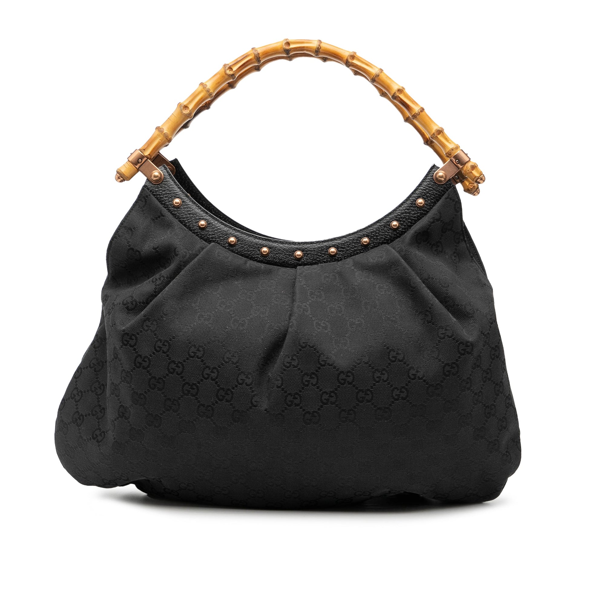 Gucci GG Canvas Bamboo Studded Hobo