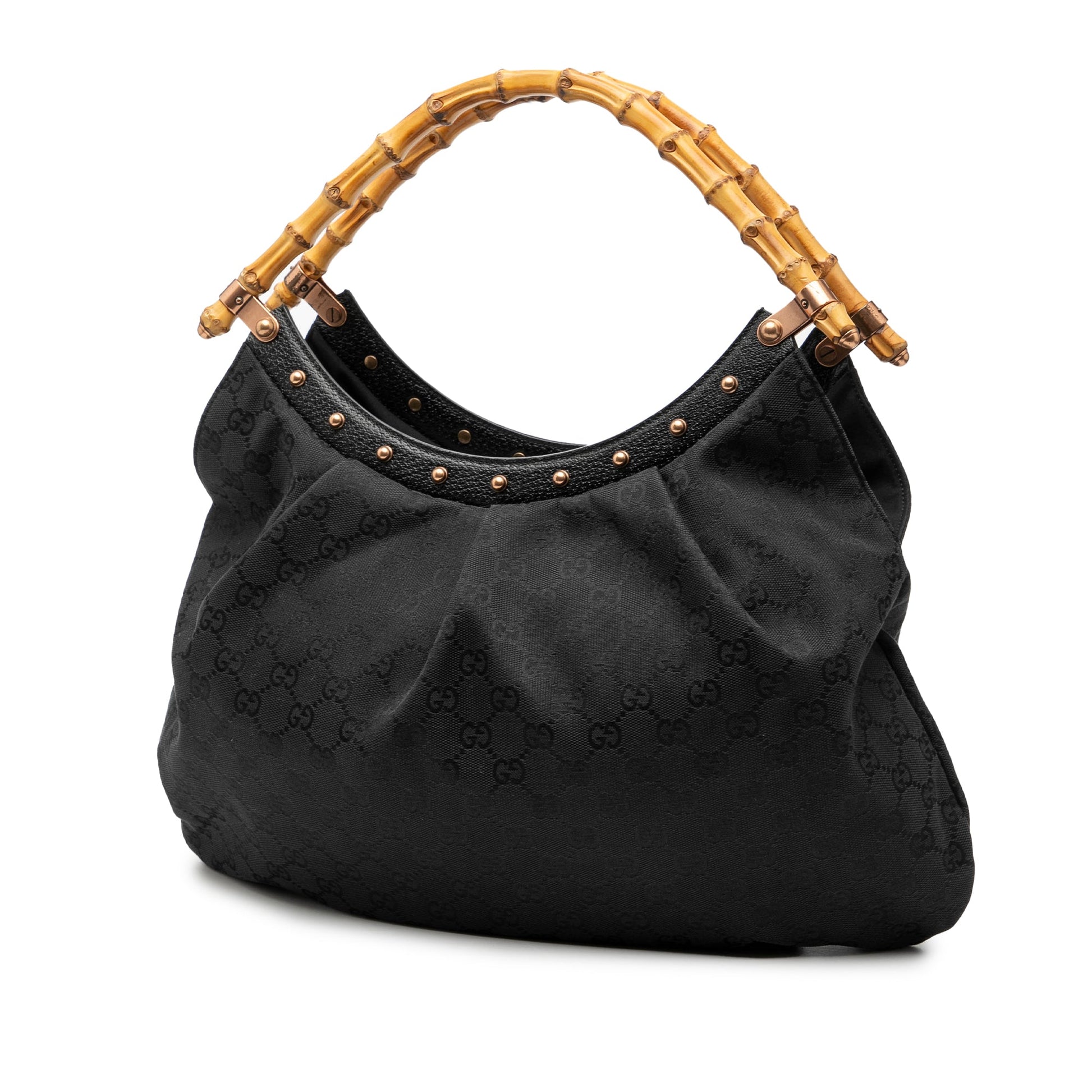 Gucci GG Canvas Bamboo Studded Hobo