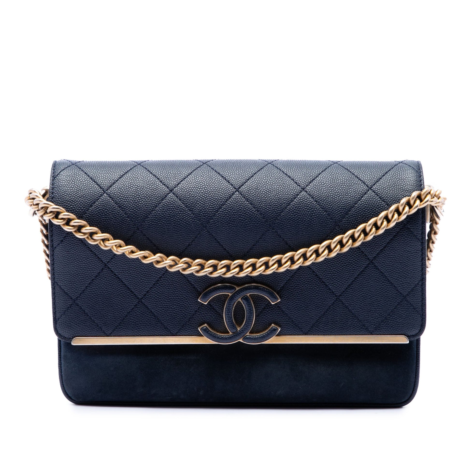 Chanel CC Stitched Caviar and Suede Lady Coco Flap