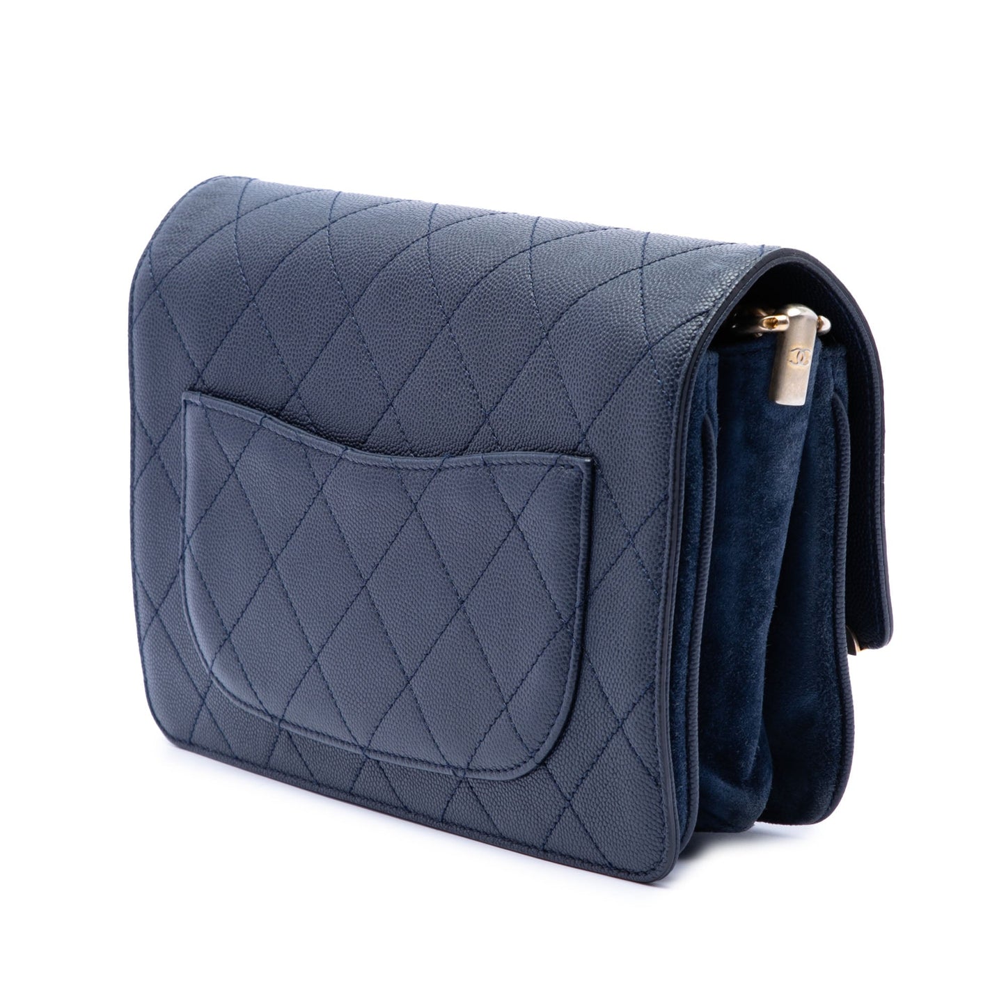 Chanel CC Stitched Caviar and Suede Lady Coco Flap