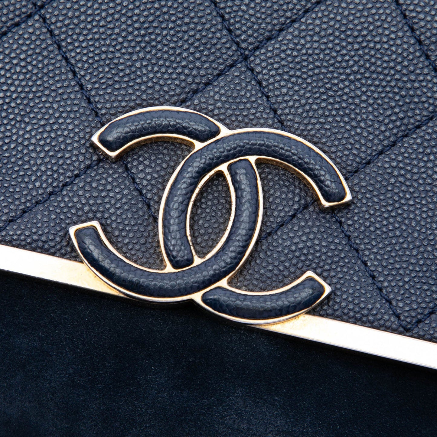 Chanel CC Stitched Caviar and Suede Lady Coco Flap