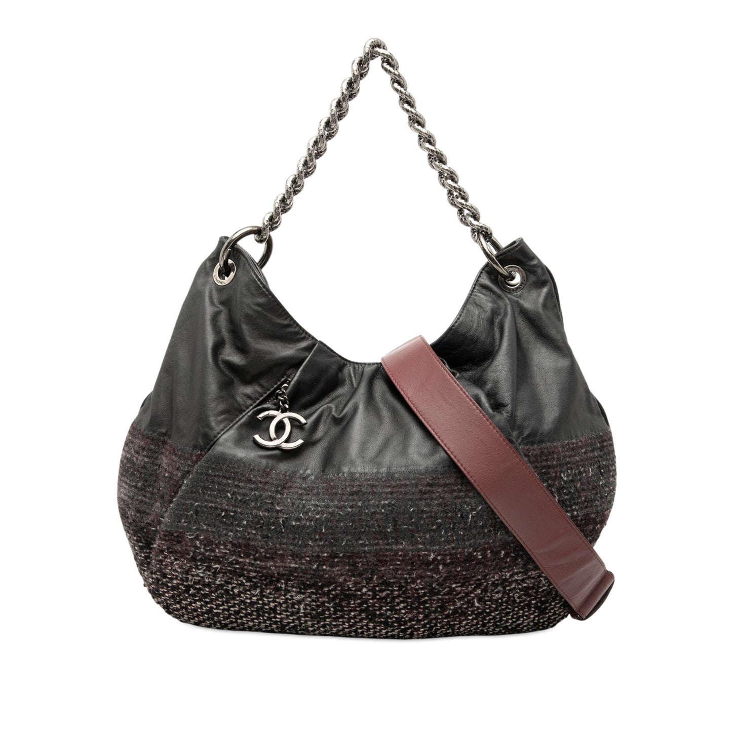 Lambskin and Tweed Coco Pleats Hobo