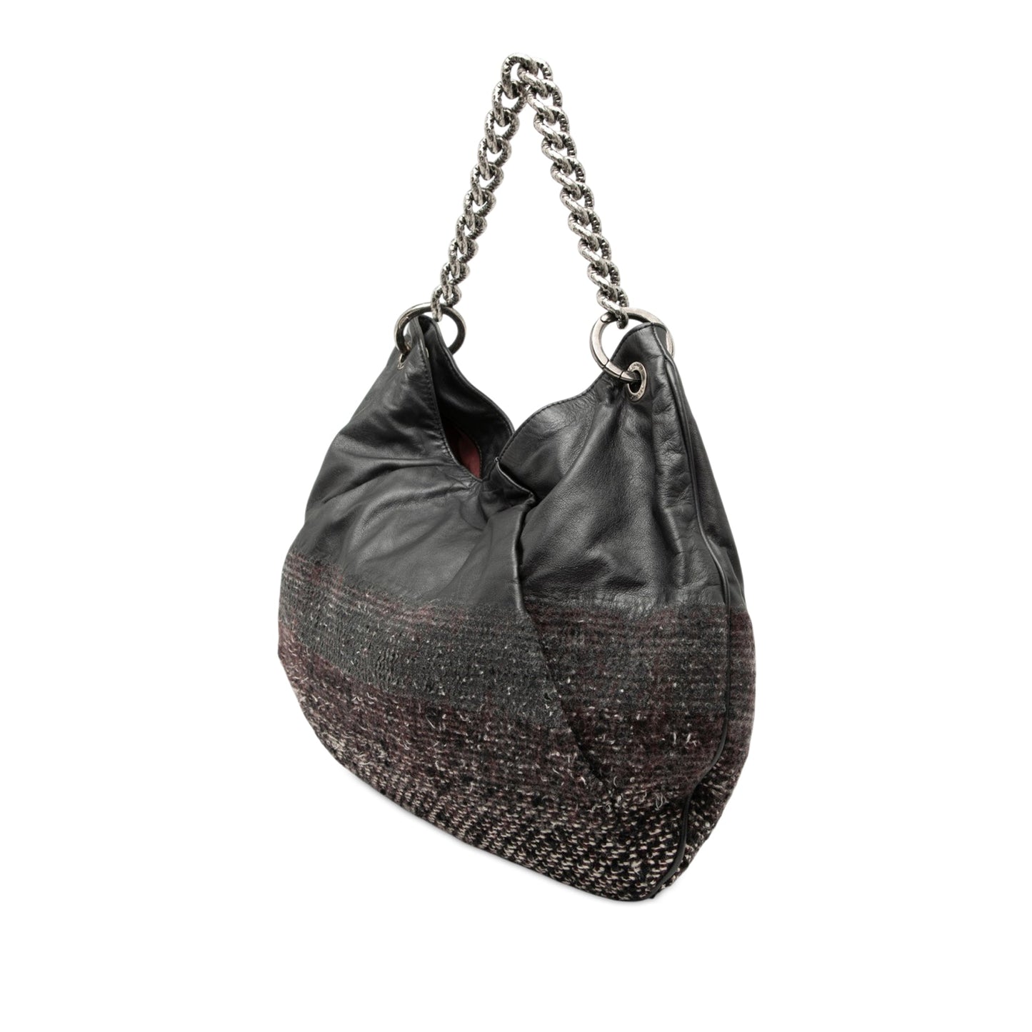 Lambskin and Tweed Coco Pleats Hobo