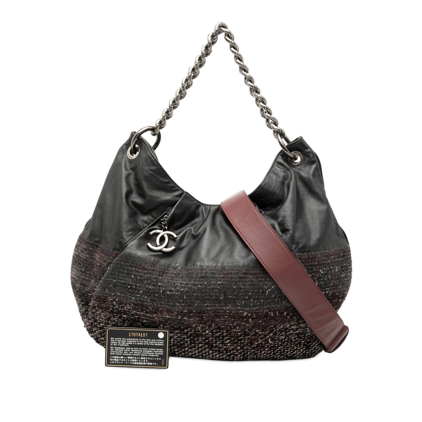 Lambskin and Tweed Coco Pleats Hobo