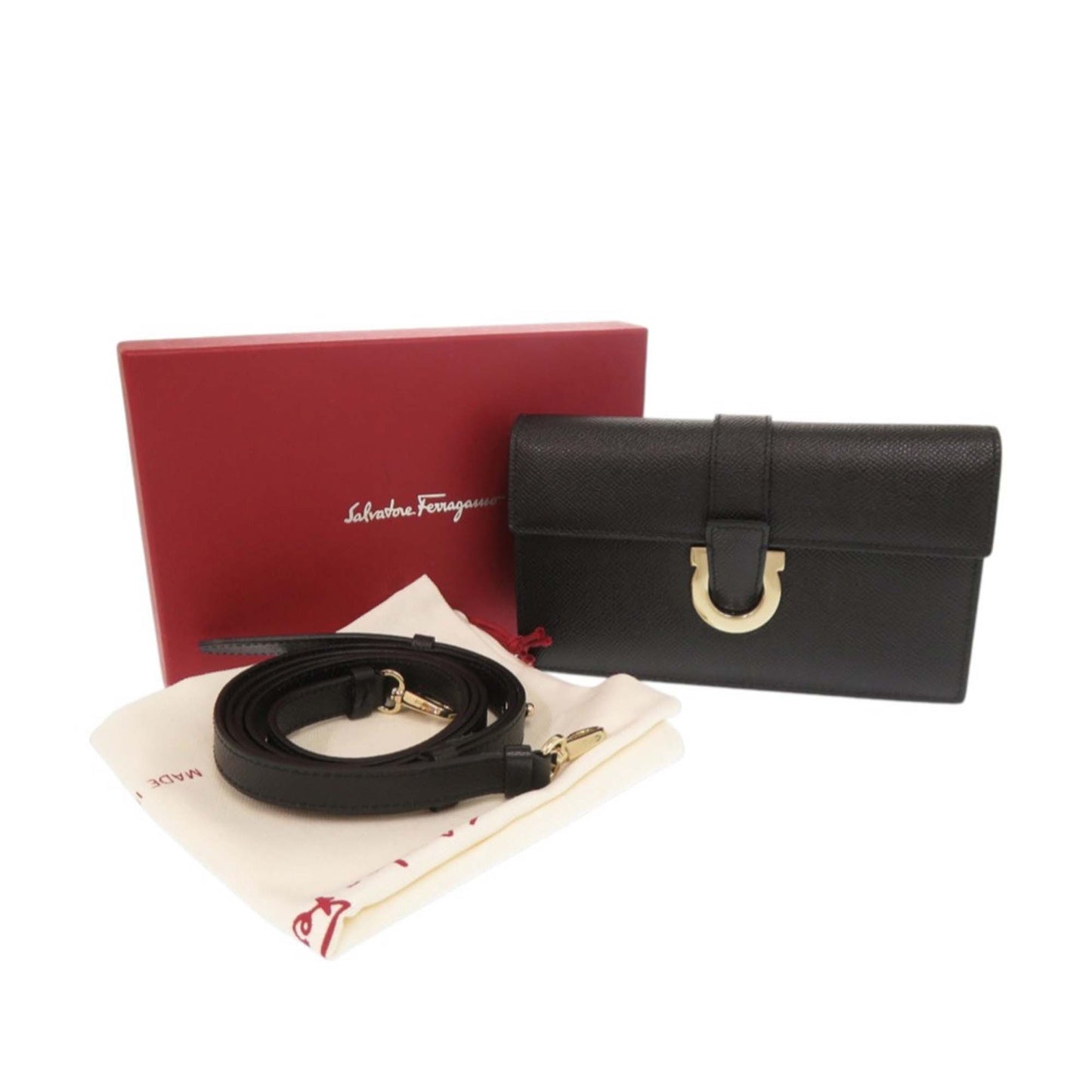 Ferragamo Grained Calfskin Gancini Crossbody