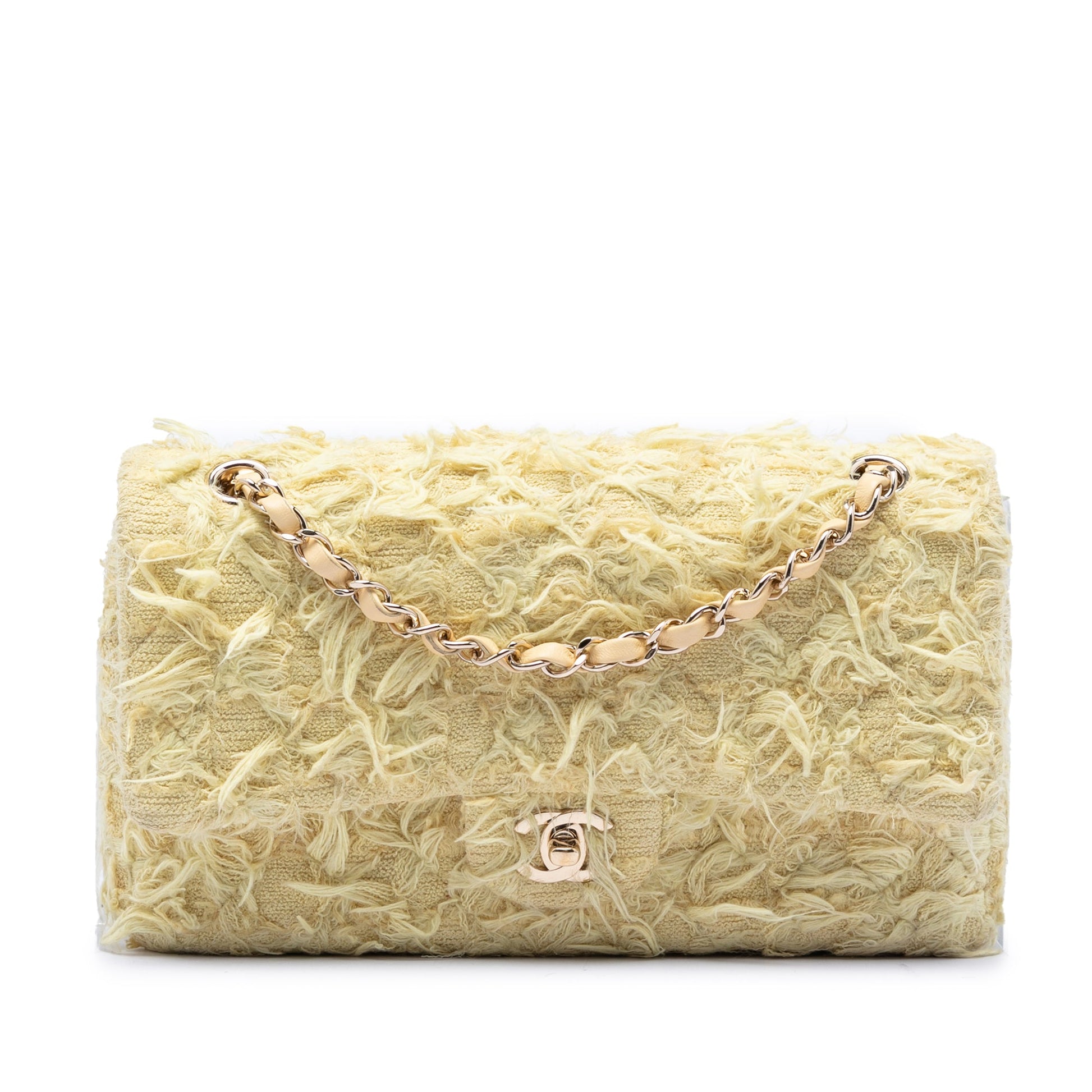 Chanel Medium Classic Fringed Tweed Double Flap