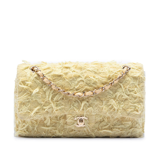 Chanel Medium Classic Fringed Tweed Double Flap