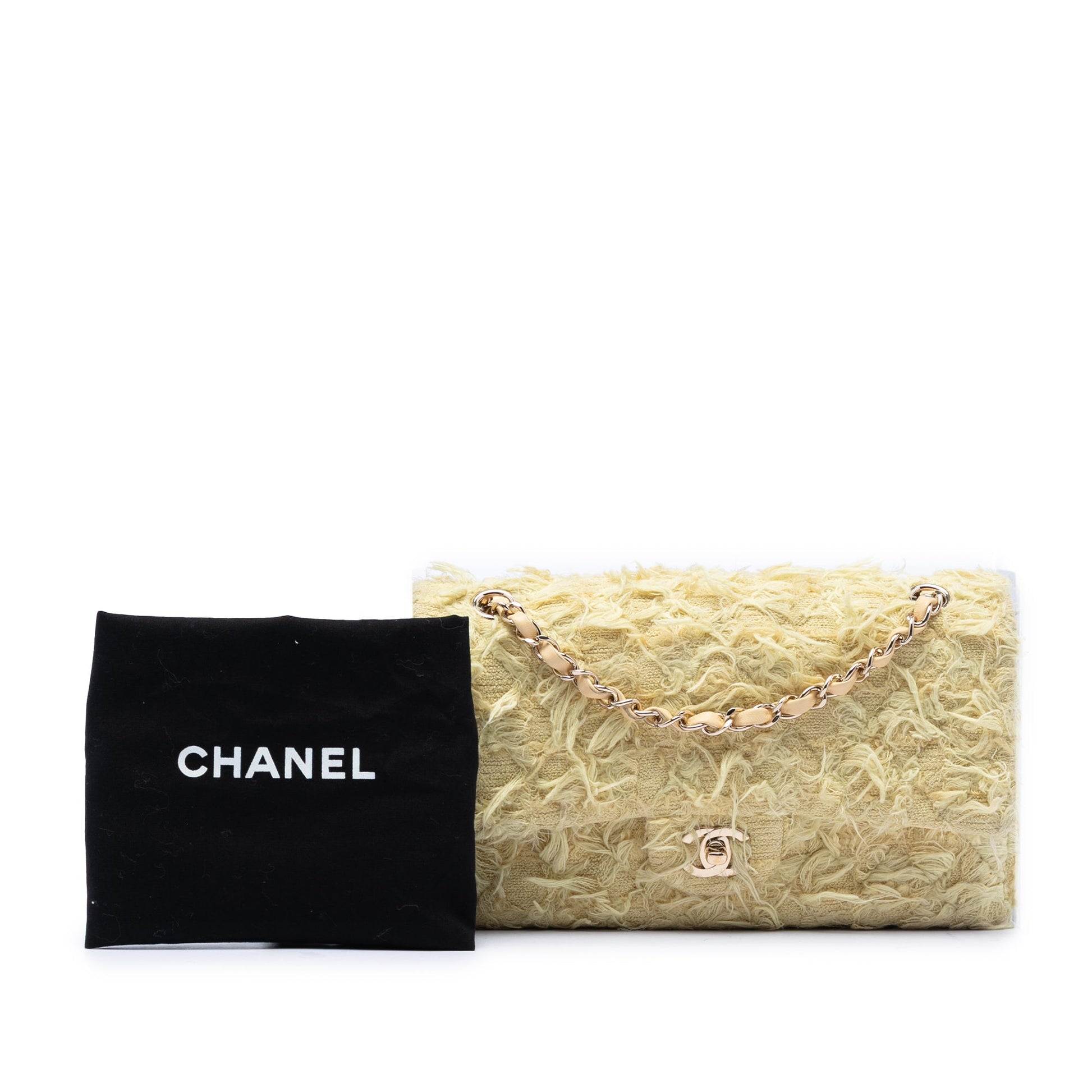 Chanel Medium Classic Fringed Tweed Double Flap