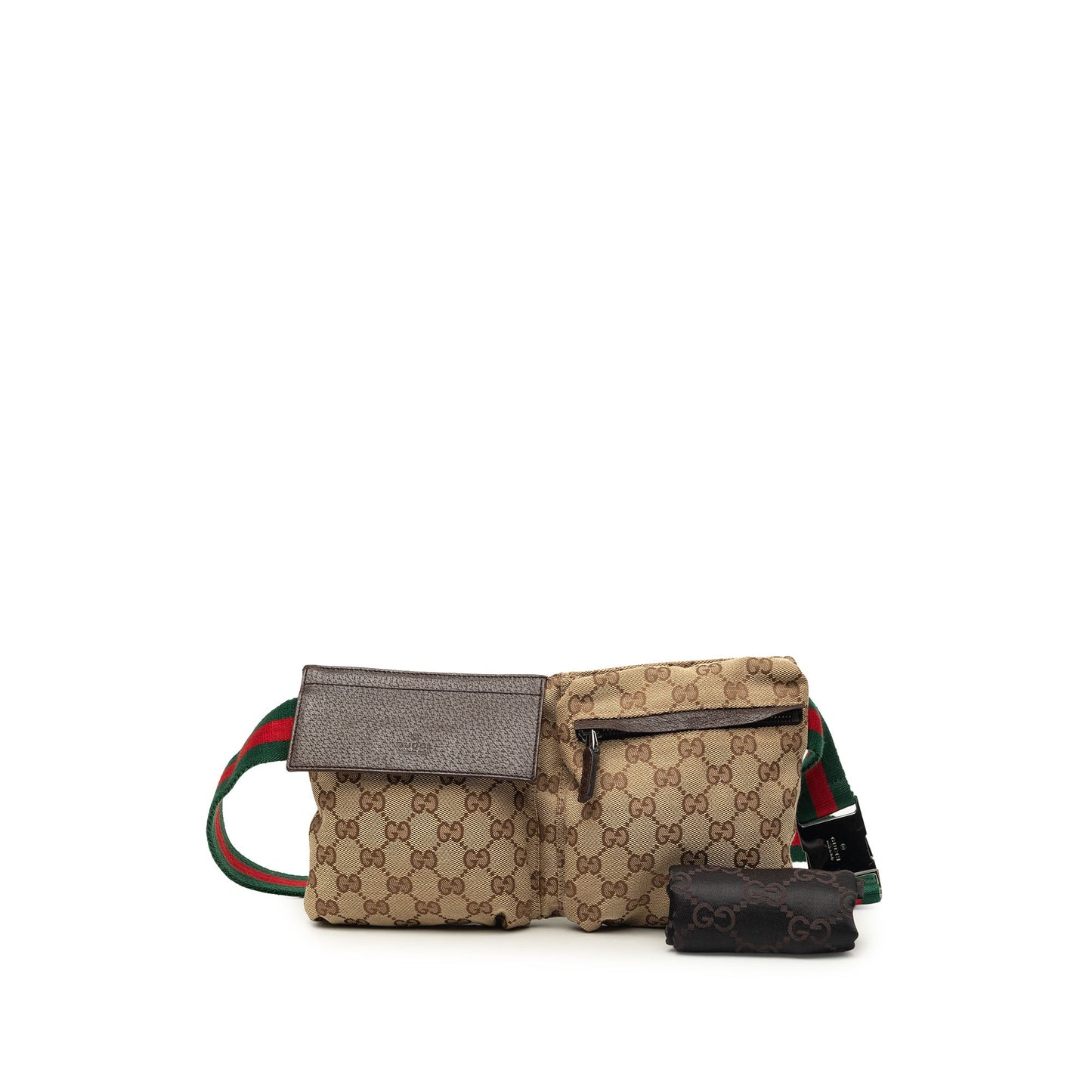 Gucci GG Canvas Web Double Pocket Belt Bag
