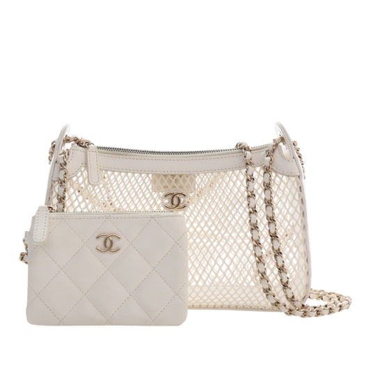 Chanel CC Mesh and Shiny Lambskin Clutch with Chain