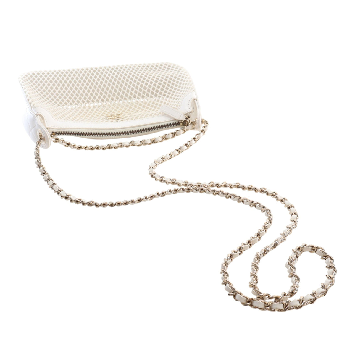 Chanel CC Mesh and Shiny Lambskin Clutch with Chain