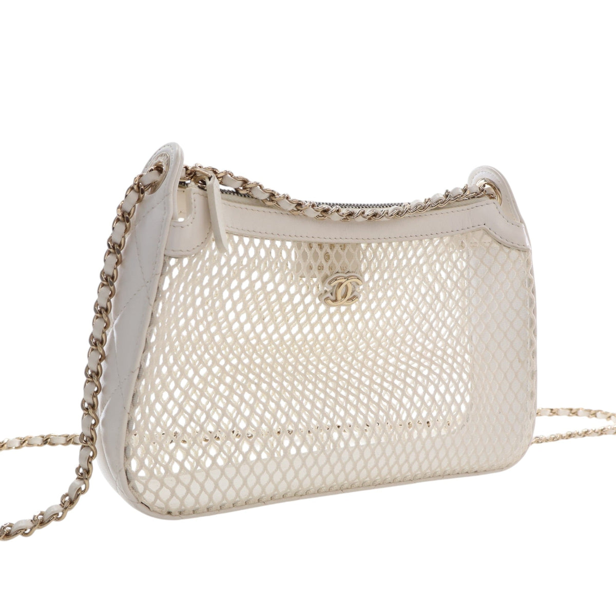 Chanel CC Mesh and Shiny Lambskin Clutch with Chain