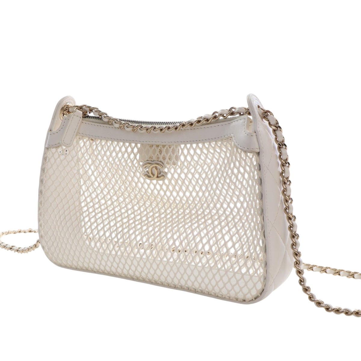 Chanel CC Mesh and Shiny Lambskin Clutch with Chain