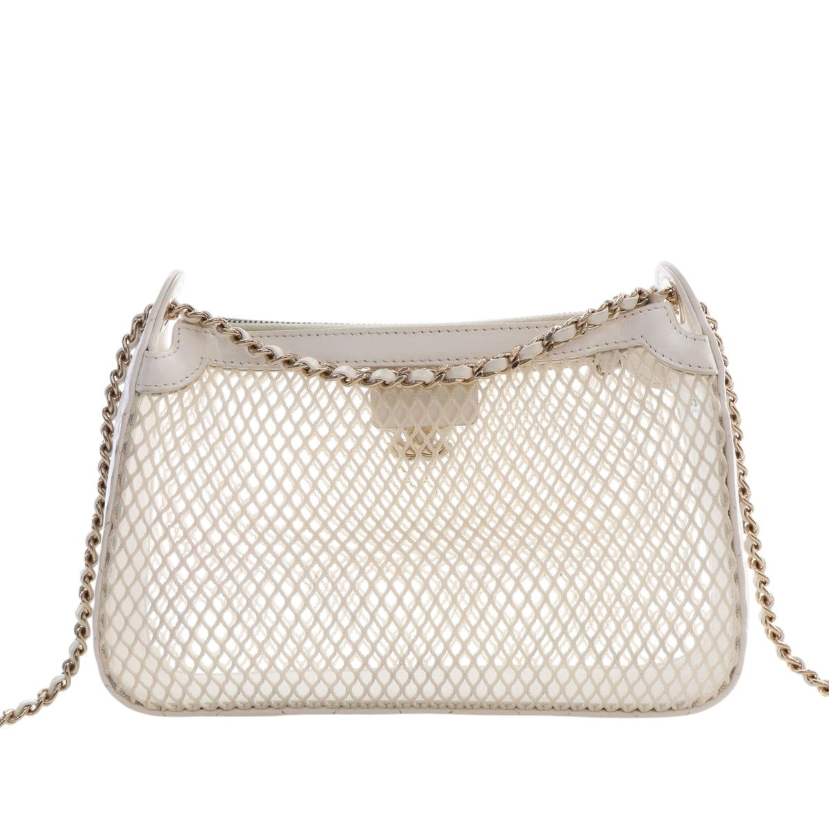 Chanel CC Mesh and Shiny Lambskin Clutch with Chain