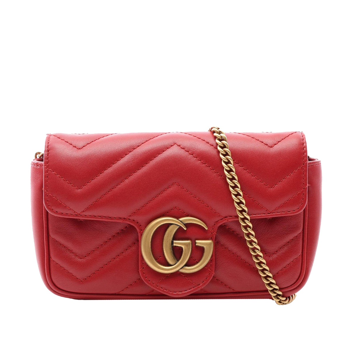 Gucci Mini GG Marmont Matelasse Leather Flap Crossbody — Red